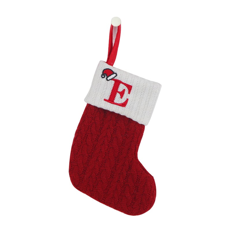 "Cozy Knit Socks, Embroidered Candy Gift Bag, Letter Christmas Stocking - Perfect for the Little Ones!"