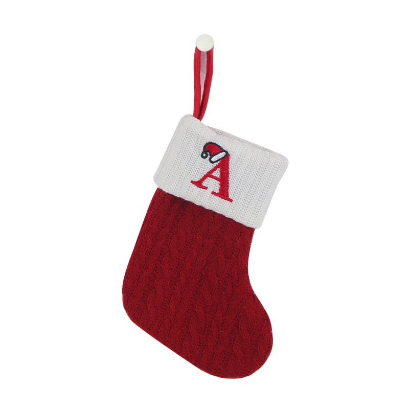 "Cozy Knit Socks, Embroidered Candy Gift Bag, Letter Christmas Stocking - Perfect for the Little Ones!"