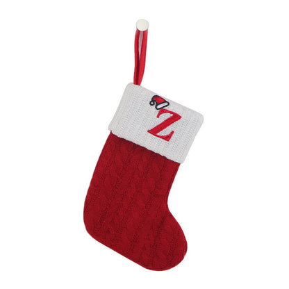 "Cozy Knit Socks, Embroidered Candy Gift Bag, Letter Christmas Stocking - Perfect for the Little Ones!"