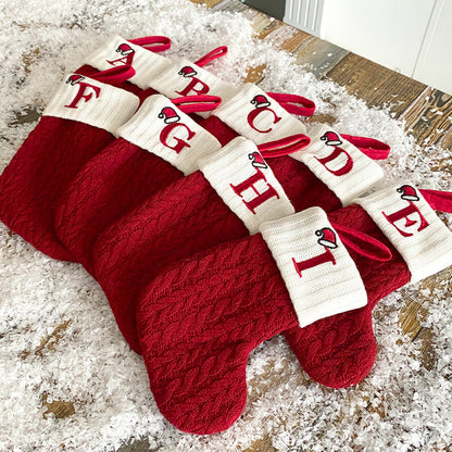 "Cozy Knit Socks, Embroidered Candy Gift Bag, Letter Christmas Stocking - Perfect for the Little Ones!"