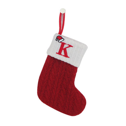 "Cozy Knit Socks, Embroidered Candy Gift Bag, Letter Christmas Stocking - Perfect for the Little Ones!"