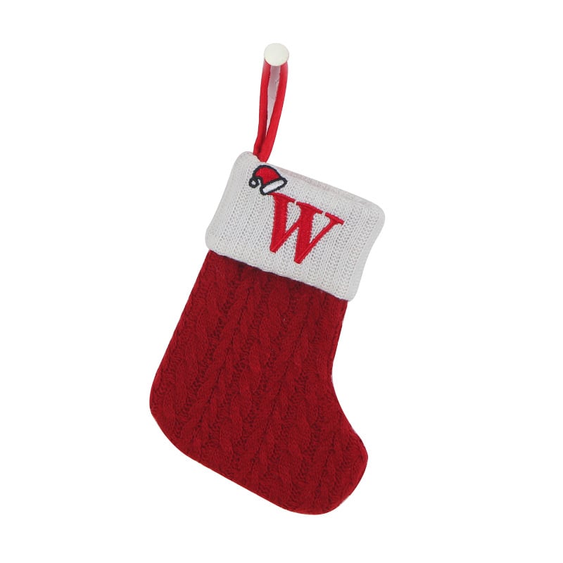 "Cozy Knit Socks, Embroidered Candy Gift Bag, Letter Christmas Stocking - Perfect for the Little Ones!"