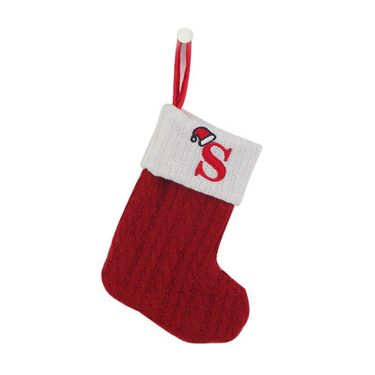 "Cozy Knit Socks, Embroidered Candy Gift Bag, Letter Christmas Stocking - Perfect for the Little Ones!"