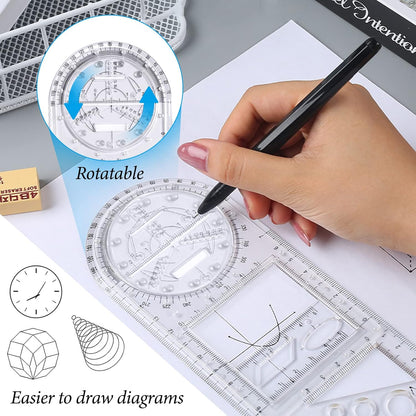 2 Pcs Multifunctional Geometric Ruler