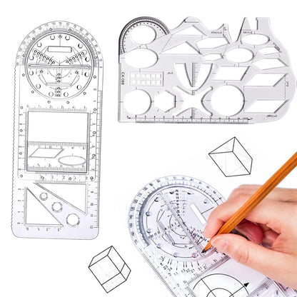 2 Pcs Multifunctional Geometric Ruler