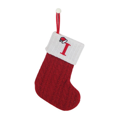 "Cozy Knit Socks, Embroidered Candy Gift Bag, Letter Christmas Stocking - Perfect for the Little Ones!"