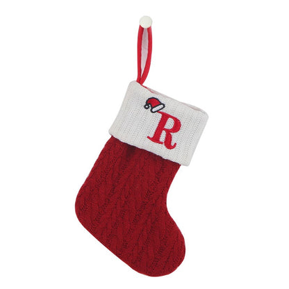 "Cozy Knit Socks, Embroidered Candy Gift Bag, Letter Christmas Stocking - Perfect for the Little Ones!"