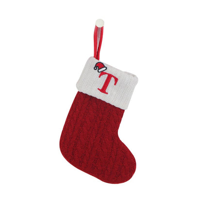 "Cozy Knit Socks, Embroidered Candy Gift Bag, Letter Christmas Stocking - Perfect for the Little Ones!"