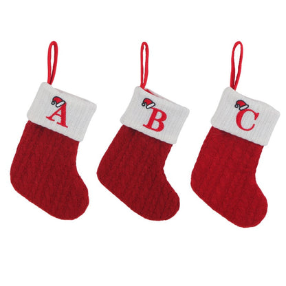 "Cozy Knit Socks, Embroidered Candy Gift Bag, Letter Christmas Stocking - Perfect for the Little Ones!"