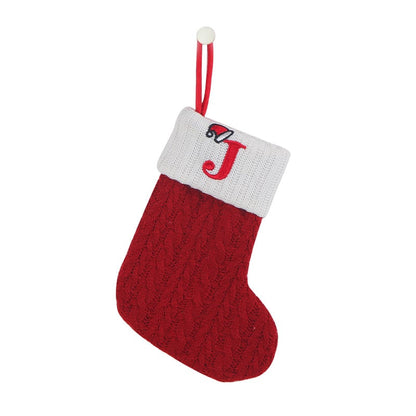 "Cozy Knit Socks, Embroidered Candy Gift Bag, Letter Christmas Stocking - Perfect for the Little Ones!"