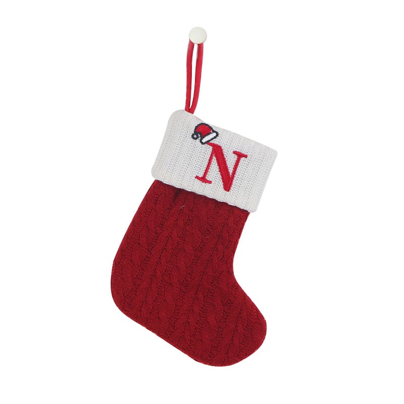 "Cozy Knit Socks, Embroidered Candy Gift Bag, Letter Christmas Stocking - Perfect for the Little Ones!"