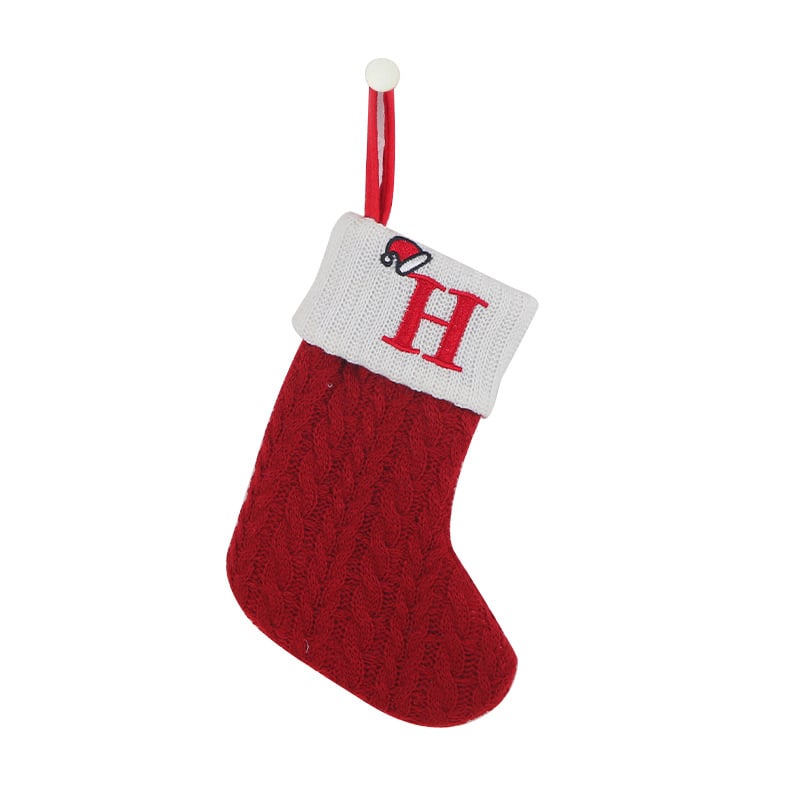 "Cozy Knit Socks, Embroidered Candy Gift Bag, Letter Christmas Stocking - Perfect for the Little Ones!"